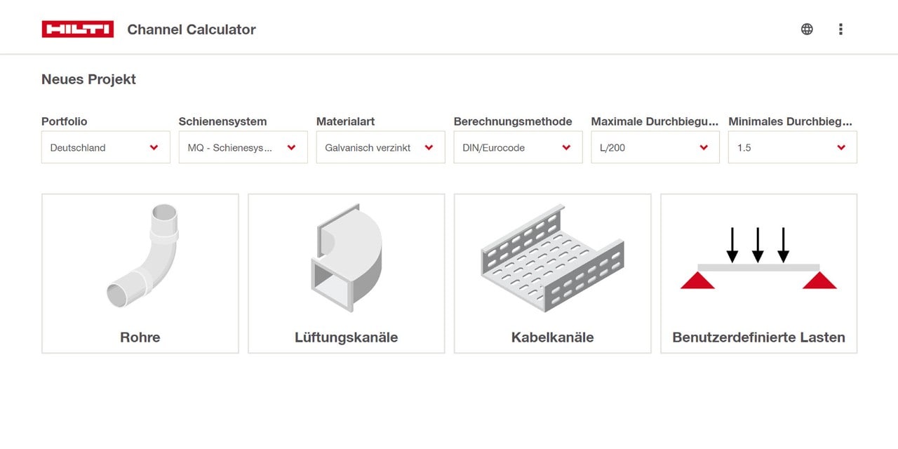 Channel Calculator: Jednoduchý výběr