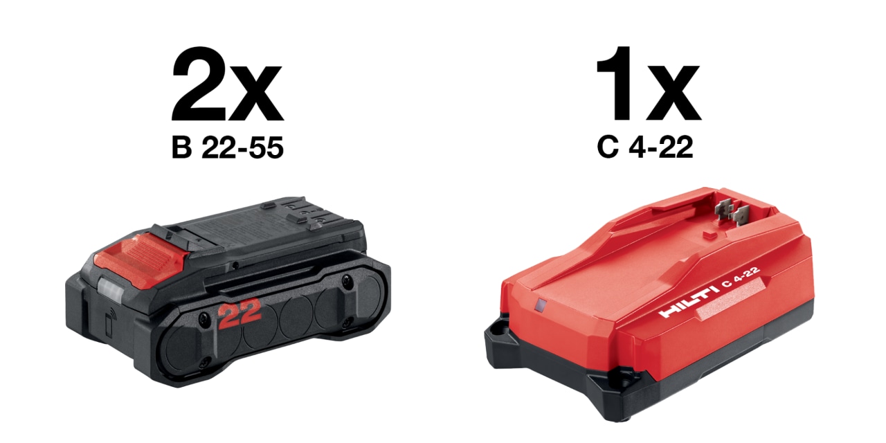 set akumulátoru B 22-55 a nabíječky C 4-22