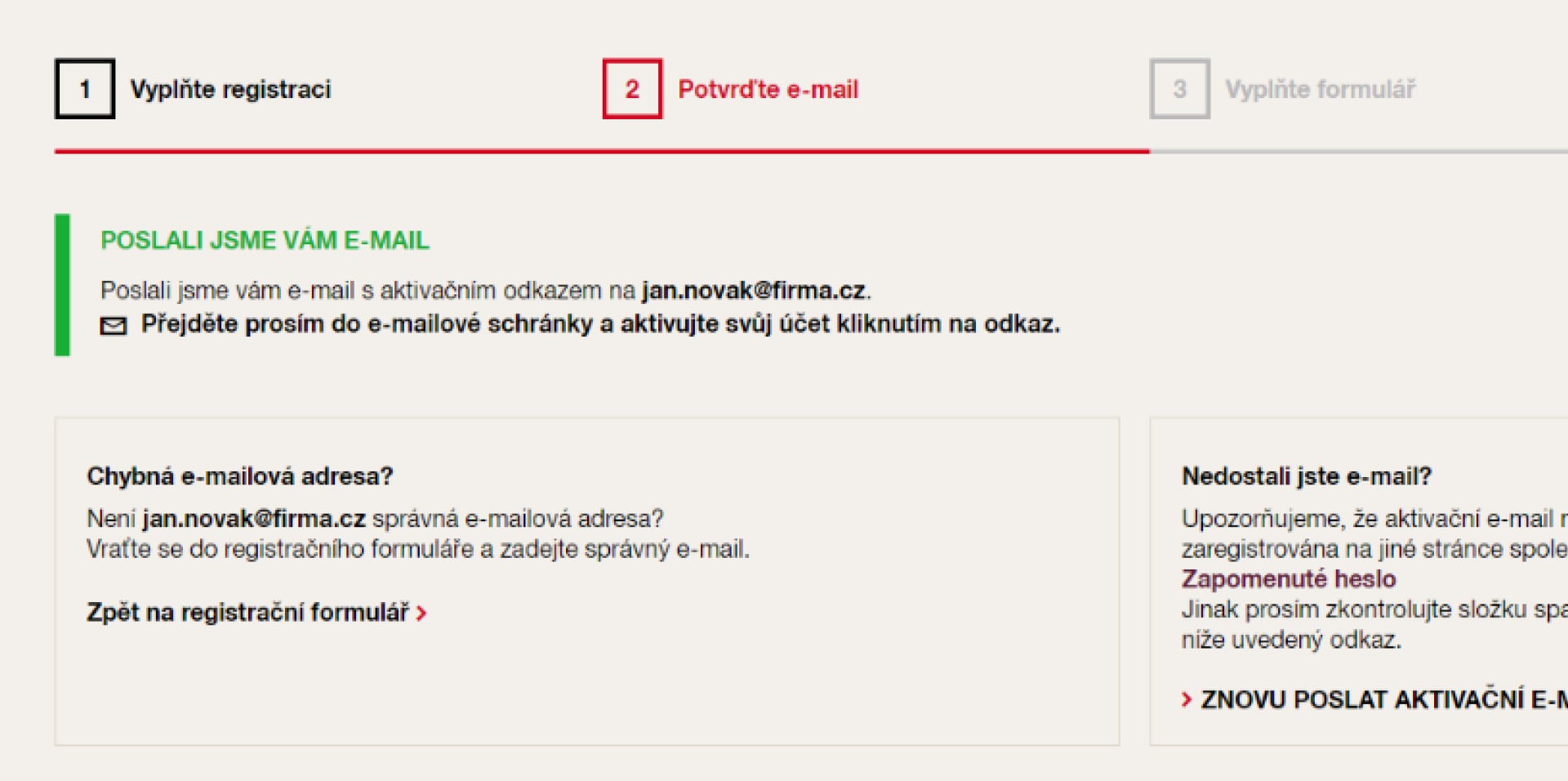 Potvrzovací e-mail pro registraci v Hilti