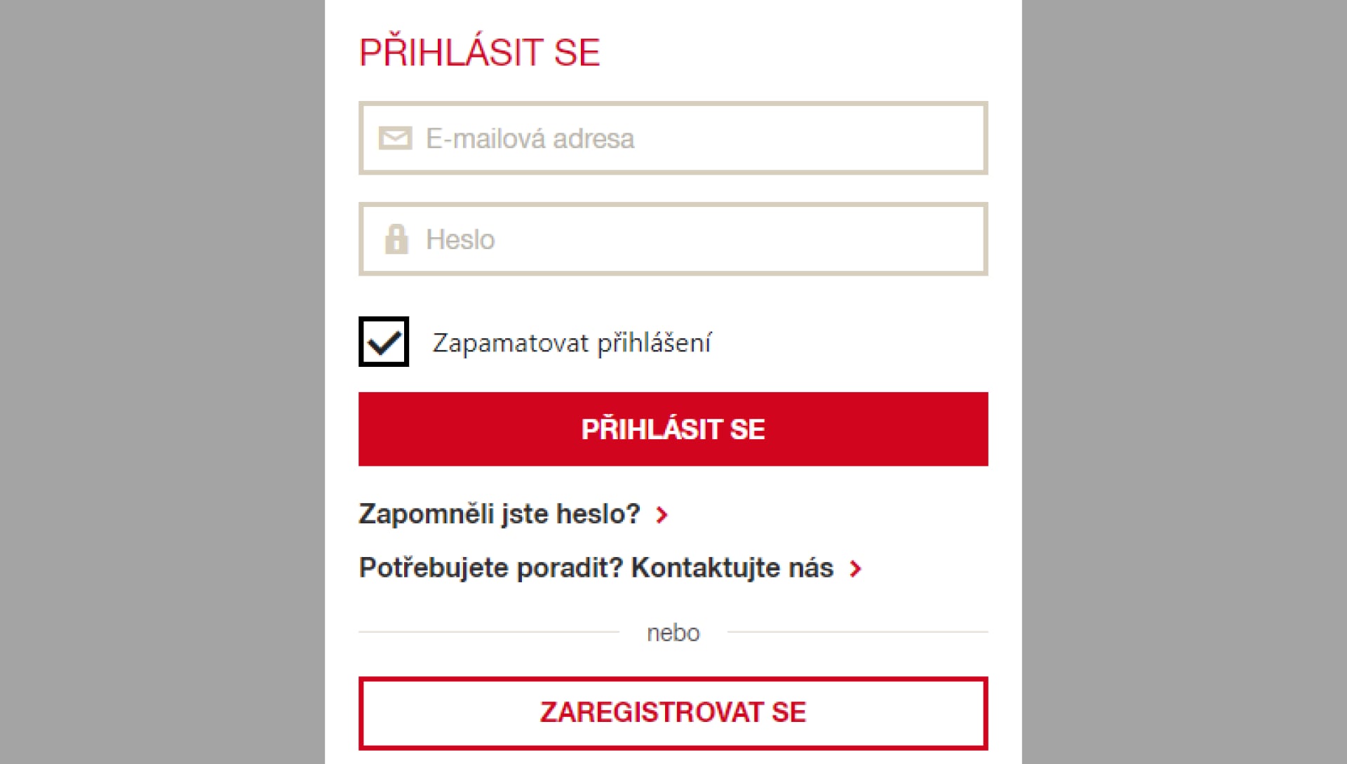 Okno přihlášení do online účtu Hilti