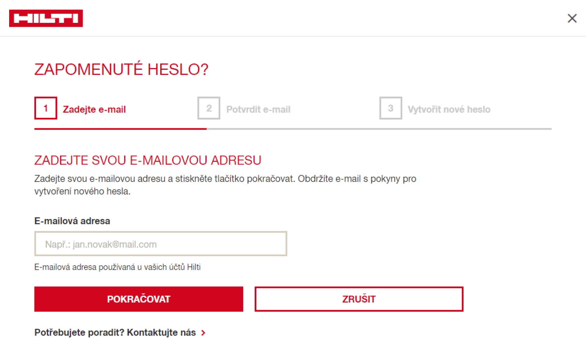 Zadejte svou e-mailovou adresu