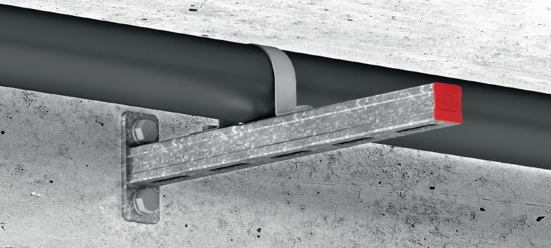 MP-US OC Potrubní třmen Univerzální potrubní třmen pro instalatérské aplikace s povrchovou úpravou (OC) pro venkovní použití Použití 1