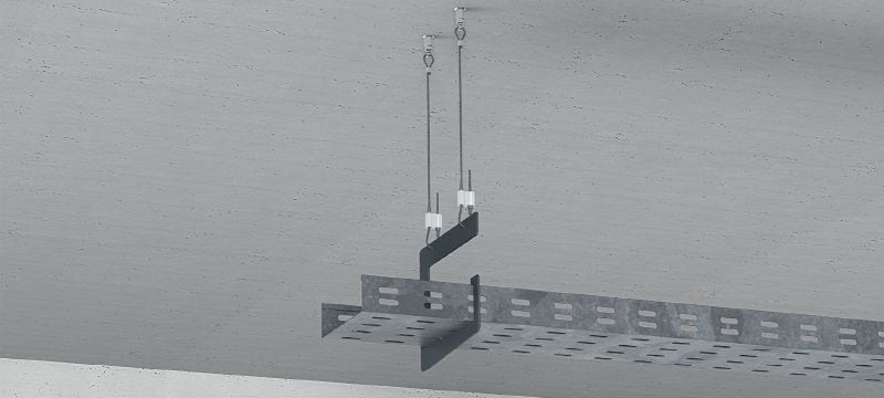 Sada MW-LP L Kabelový zámek s drátěným lanem, zakončení smyčkou Drátěné lano s koncovou smyčkou a seřiditelným zámkem k zavěšování prvků z vhodných částí stavební konstrukce Použití 1