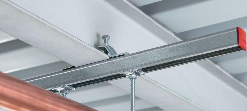 MM-T-16-36 Galvanicky pozinkovaná nosníková svorka pro připojení podpěr nosníků MM přímo k ocelovým nosníkům Použití 1