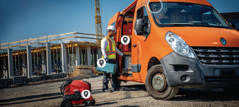 Řízení vybavení dodávek Telematická brána pro dodávky s řešením vše v jednom pro sledování polohy a zásob dodávky (Hilti ON!Track) Použití 1