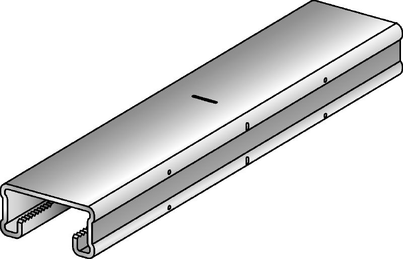 Nosník MQ-21 U Galvanicky pozinkovaná podpěra sloupků MQ bez drážek, vysoká 21 mm, pro nízká zatížení