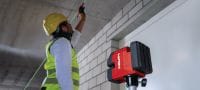 12V olovnicový a křížový laser PMC 20-CG Kombinovaný laser se zeleným paprskem se 2 liniemi a 5 body pro kontrolu svislosti, nivelace, zarovnávání a vyměřování pravých úhlů (s 12V baterií) Použití 3