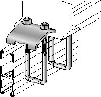 Nosníková svorka MQT Galvanicky pozinkovaná nosníková svorka k připojování podpěr nosníků MQ přímo k ocelovým sloupům