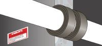 Kontinuální protipožární zpěňující páska CP 648-E Flexibilní protipožární zpěňující páska pomáhá vytvořit ohňovou a kouřovou bariéru okolo hořlavého potrubí Použití 3