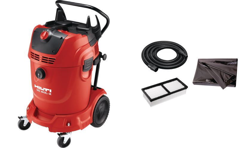 Vysavač VC 60L-X třídy L Velmi výkonný vysavač pro spojení s elektrickým nářadím a úklid na staveništi (mokrý i suchý), nádrž 60l