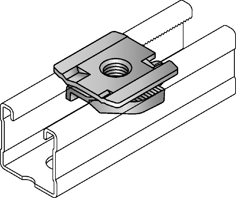 Objímkový fixační čep MQA-S Galvanicky pozinkovaný objímkový fixační čep k připojování závitových komponentů k nosníkům MQ/HS