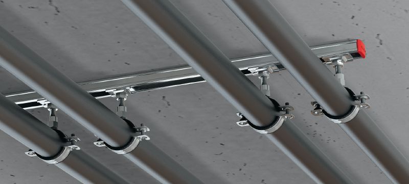 MM-ST Galvanicky pozinkovaný předmontovaný fixační čep pro rychlé připojení k podpěrám nosníků MM Použití 1