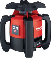Venkovní rotační laser PR 2-HS A12 Robustní venkovní rotační laser s 360° ochranou proti nárazu a rychlonabíjecím Li-ion akumulátorem, pro horizontální aplikace a manuální sklony