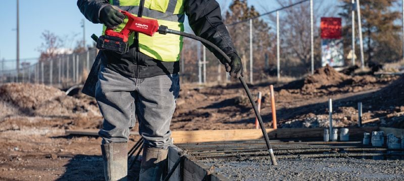 Akumulátorový vibrátor betonu NCV 4-22 Ruční akumulátorový ponorný vibrátor betonu s bezuhlíkovým motorem pro zhutňování malých dávek (platforma baterie Nuron) Použití 1