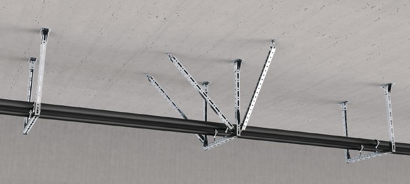 MT-B-O2 FL Předmontovaná patní deska Základní spojka s předmontovanou maticí Fast-Lock a čepem pro ukotvení vzpěrových kanálových konstrukcí do betonu nebo oceli. Použití 1
