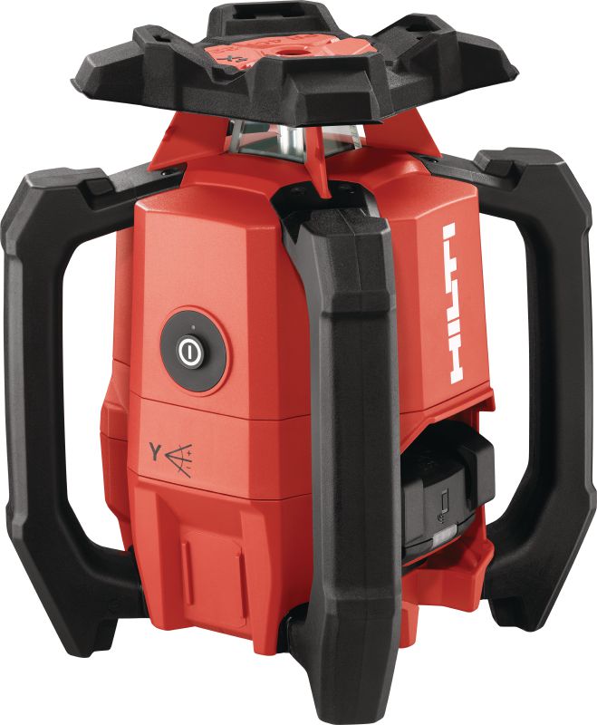 PR 400–22 rotační laser s duálním sklonem Robustní venkovní rotační laser s automatickými funkcemi vyrovnávání na velké vzdálenosti, zrovnávání, vyměřování pravých úhlů a duální sklon (platforma baterie Nuron)
