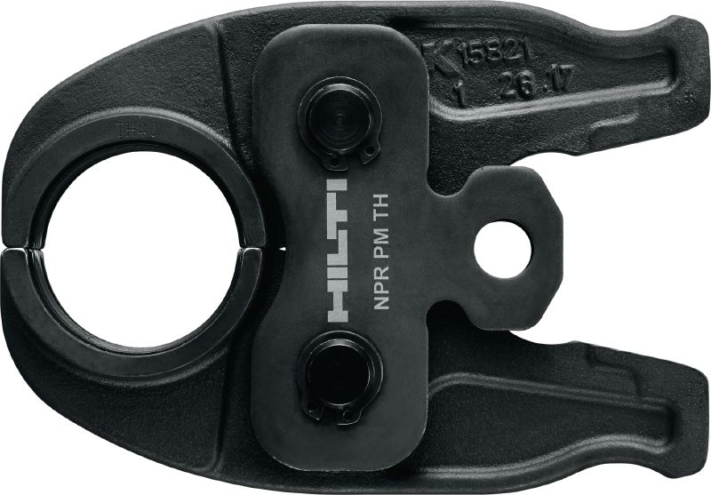 Lisovací čelisti na trubky NPR PM TH Lisovací čelisti s profilem TH pro potrubní objímky do 40 mm. Kompatibilní se strojem na potrubní objímky Hilti NPR 19-A.