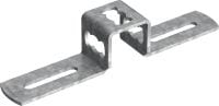 MIC-MI/MQ-X Žárově pozinkovaná (HDG – hot-dip galvanized) spojka k upevnění sloupků z MQ profilů kolmo na nosníky MI