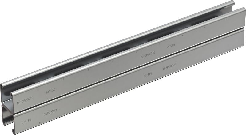 MT-50D U C-nosník Střední dvojitý nedrážkovaný C-nosník pro použití s komponenty MT-FL/MT-TL ve vnitřním prostředí