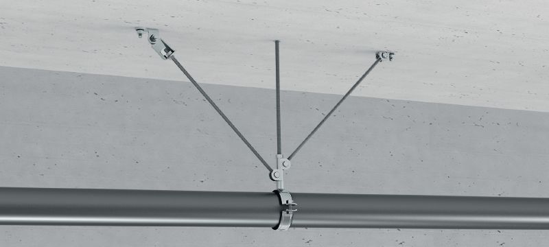 Seizmický tyčový závěs MT-S-CH Galvanicky pozinkovaná předmontovaná spojka závitových tyčí s vyšší únosností pro montáž k podkladovému materiálu Použití 1