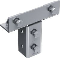MT-C-T/2 FL Předmontovaná T-spojka Uzel s předmontovanou maticí Fast-Lock a čepem pro montáž vzpěrných kanálů ve tvaru T