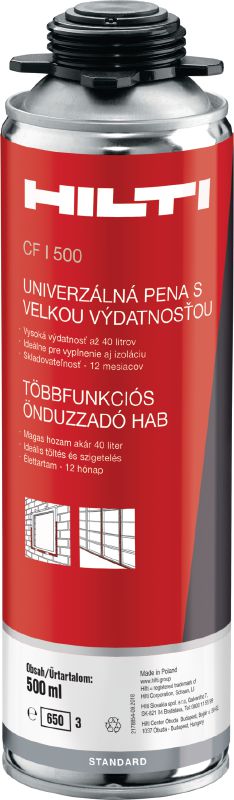 Univerzální pěna CF I 500 Univerzální pěna s vysokým vypěněným objemem na vyplnění, utěsnění a izolaci