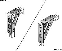 Zesílený úhelník MQW-S-F Žárově pozinkované (HDG – Hot-Dip Galvanized) těžké úhelníky o 90 stupních k připojení několika podpěr nosníků MQ při středně těžkých/těžkých aplikacích