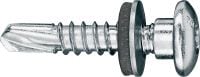 Samovrtný šroub do kovu S-MD 33 PS Samovrtný šroub s plochou hlavou (nerezová ocel A2) s 12mm podložkou k připevnění středně silných kovů k sobě (do 6,0 mm)