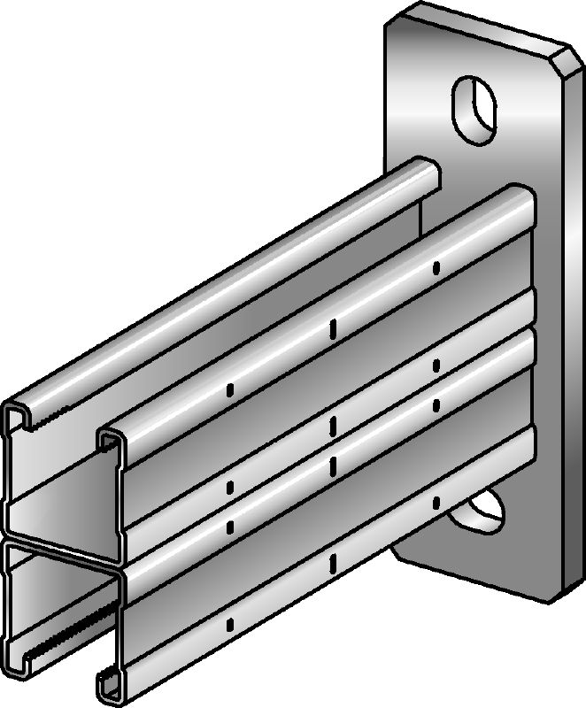 MQK-41 D-F Žárově pozinkovaná (HDG – Hot Dip Galvanized) dvojitá konzola pro střední zatížení