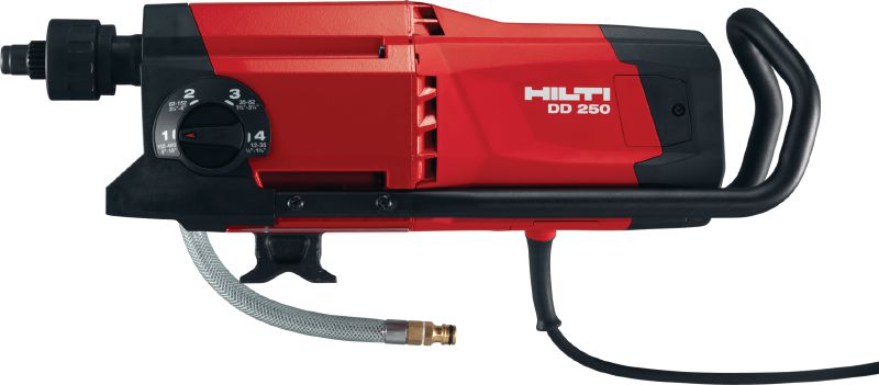 Diamantový jádrový vrtací stroj DD 250 Rozšířený masivní stojan na diamantové vrtání pro velmi malé až velké průměry 12–450 mm (1/2–18)