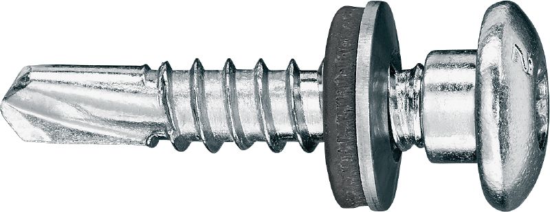 Samovrtný šroub do kovu S-MD 33 PS Samovrtný šroub s plochou hlavou (nerezová ocel A2) s 12mm podložkou k připevnění středně silných kovů k sobě (do 6,0 mm)