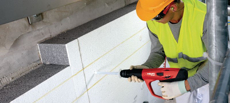 Izolační příchytka X-IE 6 Izolační příchytky pro připevňování minerální vlny a EPS, XPS, PIR, PUR, dřevité vlny, cementovláknitých desek na měkký i tvrdý beton, zdivo a ocel Použití 1