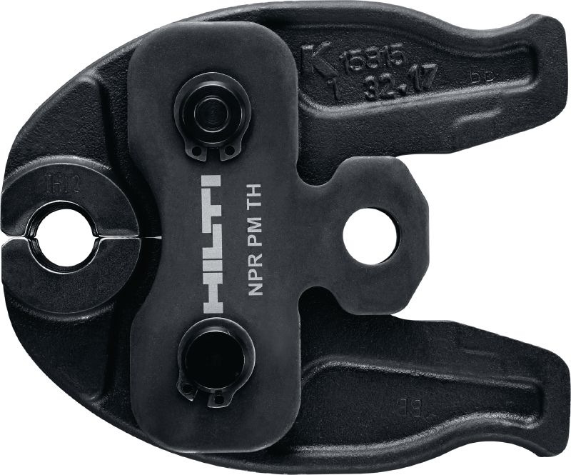 Lisovací čelisti na trubky NPR PM TH Lisovací čelisti s profilem TH pro potrubní objímky do 40 mm. Kompatibilní se strojem na potrubní objímky Hilti NPR 19-A.