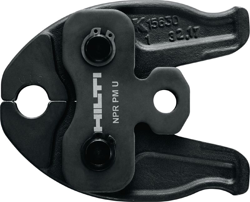 Lisovací čelisti na trubky NPR PM U Lisovací čelisti pro profily U do 40 mm. Kompatibilní se strojem na potrubní objímky Hilti NPR 19-A.