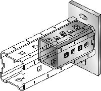 MIC-C-AA/-D Žárově pozinkovaná (HDG – hot-dip galvanized) patní deska k uchycení nosníků MI-90 k betonu pomocí dvou kotev
