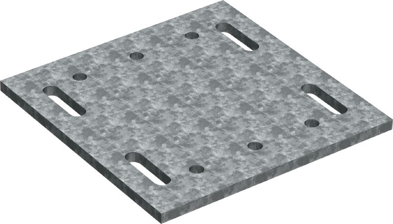 Skládaná deska MT-P-GXL S1 OC Masivní skládaná deska pro upevňování nosníkových konstrukcí k ocelovým příčníkům, pro venkovní použití s nízkým stupněm znečištění