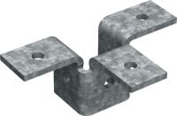 Křídlové upevnění MT-C-T 3D/3 OC Trojité křídlové upevnění pro spojování čtyř nosníků ve 3D konstrukci, pro venkovní použití s nízkým stupněm znečištění