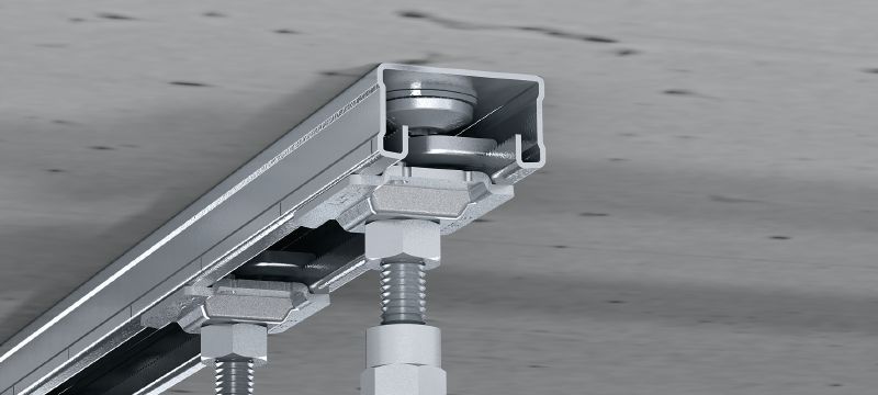 MM-ST Galvanicky pozinkovaný předmontovaný fixační čep pro rychlé připojení k podpěrám nosníků MM Použití 1