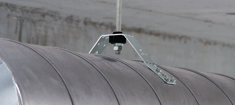 MVA-S Vzduchotechnická podpěra Galvanicky pozinkované závěsy na vzduchotechniku s akustickou izolací Použití 1