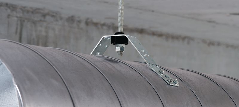 MVA-S Vzduchotechnická podpěra Galvanicky pozinkované závěsy na vzduchotechniku s akustickou izolací Použití 1
