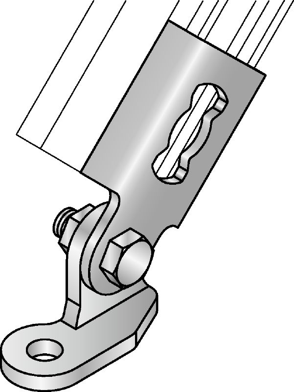 Spojka nosníkových konzol MQS-AC Galvanicky pozinkovaná předmontovaná spojka nosníkových konzol s vyšší flexibilitou montáže pro široké spektrum seizmických aplikací