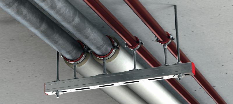 MP-U-I Rychloupínací potrubní objímka Galvanicky pozinkovaná potrubní objímka se zvukovou izolací a rychloupínacím závěrem pro maximální produktivitu při aplikacích se středním zatížením Použití 1