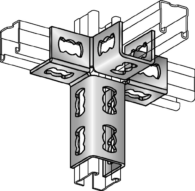 Úhlová spojka MQV-4/3 D Galvanizovaný spojovací čep pro 3D konstrukce