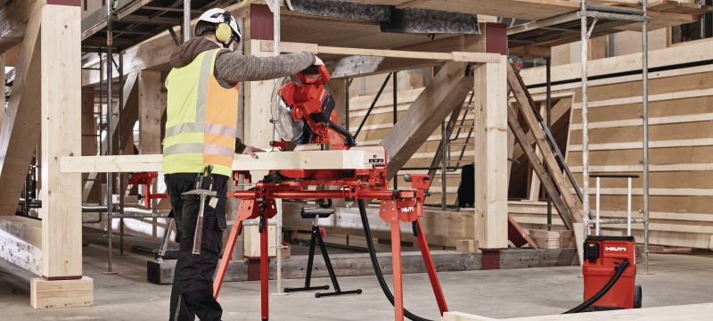 SM 60-22 Akumulátorová pokosová pila Pokosová pila s možností příčného řezu až 100 x 355 mm a řezání pod úhlem až 48° (akumulátorová platforma Nuron) Použití 1