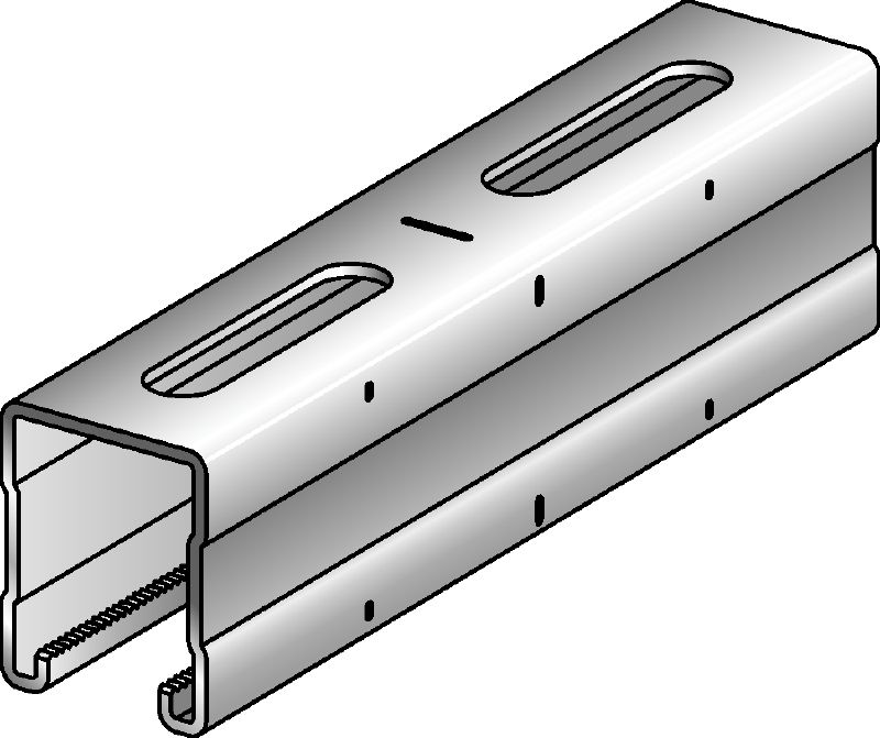 Nosník MQ-52-F Žárově pozinkovaná (HDG – Hit-Dip Galvanized) podpěra nosníků MQ vysoká 52 mm pro střední/těžké zatížení