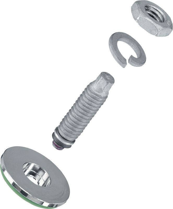 Elektrická spojka S-BT-EF HC Závitová tyč (uhlíková ocel, metrický závit) pro elektrické připojení k oceli ve středně korozivních prostředích. Doporučený maximální průřez připojeného kabelu: 120 mm²