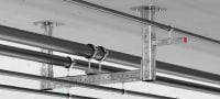 Spojka MIQC-H Žárově pozinkované (HDG – Hot Dip Galvanized) spojky pro těžké zatížení ke spojení dvou nosníků MIQ Použití 1