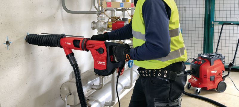 Systém odsávání prachu TE DRS-Y Systém odsávání prachu pro vrtání a sekání do betonu pomocí vrtacích kladiv Hilti SDS Max (TE-Y) a TE-S Použití 1