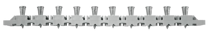 Hřeby pro připevňování plechů (páskované) X-ENP MXR Páskované hřeby pro připevňování kovových roštů k ocelovým konstrukcím pomocí prachem poháněných přístrojů