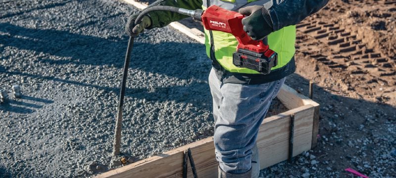 Akumulátorový vibrátor betonu NCV 4-22 Ruční akumulátorový ponorný vibrátor betonu s bezuhlíkovým motorem pro zhutňování malých dávek (platforma baterie Nuron) Použití 1